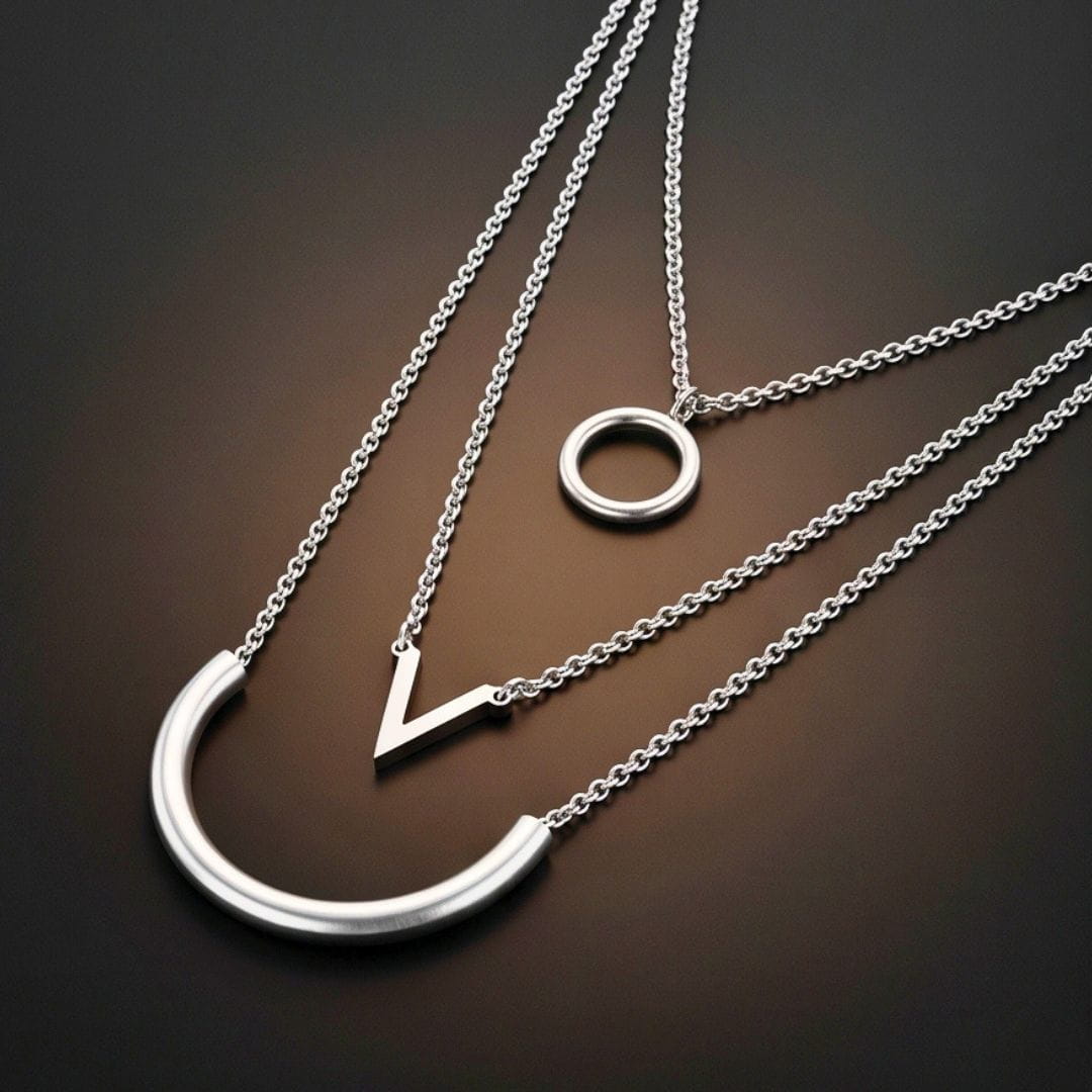 THE MEN THING SS Pendant/ Necklace TRI ARC - 44mm Titanium Steel Pendant with 16inch to 19inch Adjustable Cable Chain for Men & Boys