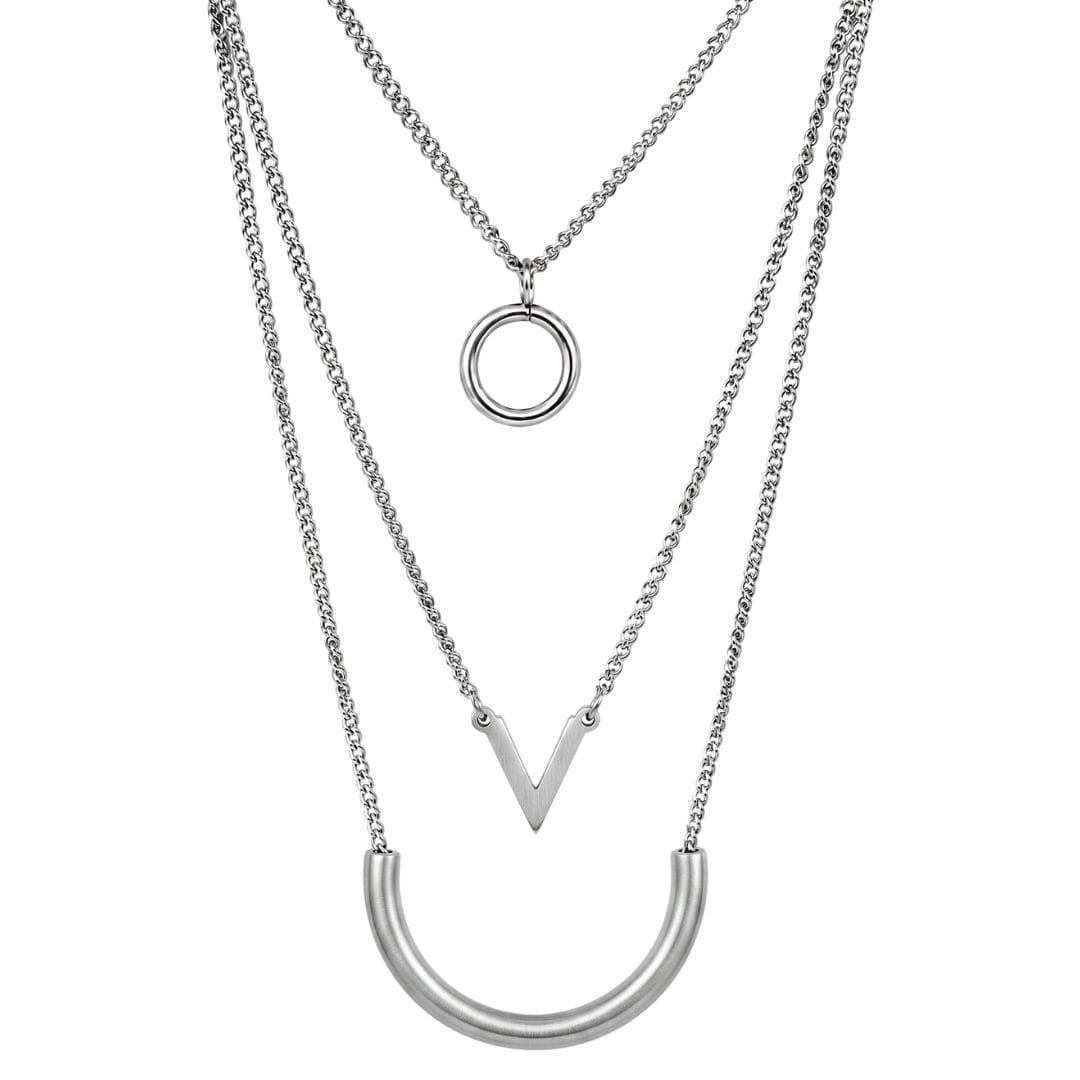 THE MEN THING SS Pendant/ Necklace TRI ARC - 44mm Titanium Steel Pendant with 16inch to 19inch Adjustable Cable Chain for Men & Boys