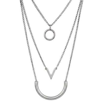 THE MEN THING SS Pendant/ Necklace TRI ARC - 44mm Titanium Steel Pendant with 16inch to 19inch Adjustable Cable Chain for Men & Boys