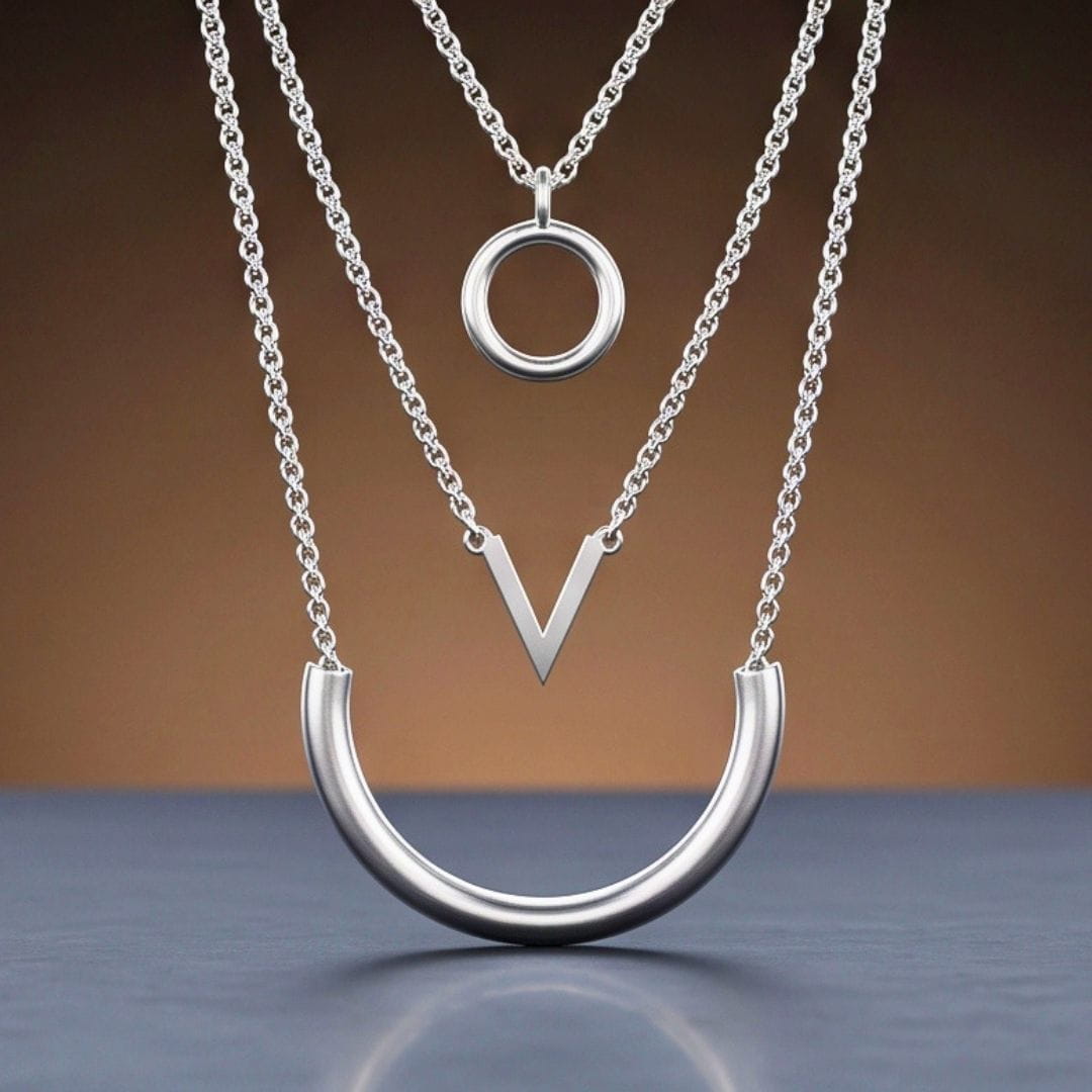 THE MEN THING SS Pendant/ Necklace TRI ARC - 44mm Titanium Steel Pendant with 16inch to 19inch Adjustable Cable Chain for Men & Boys