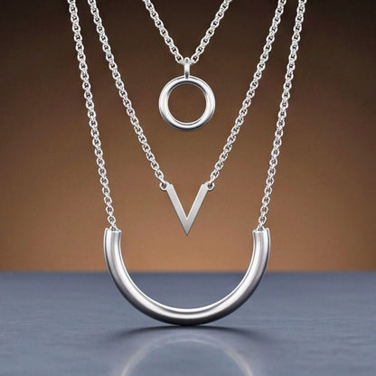 THE MEN THING SS Pendant/ Necklace TRI ARC - 44mm Titanium Steel Pendant with 16inch to 19inch Adjustable Cable Chain for Men & Boys