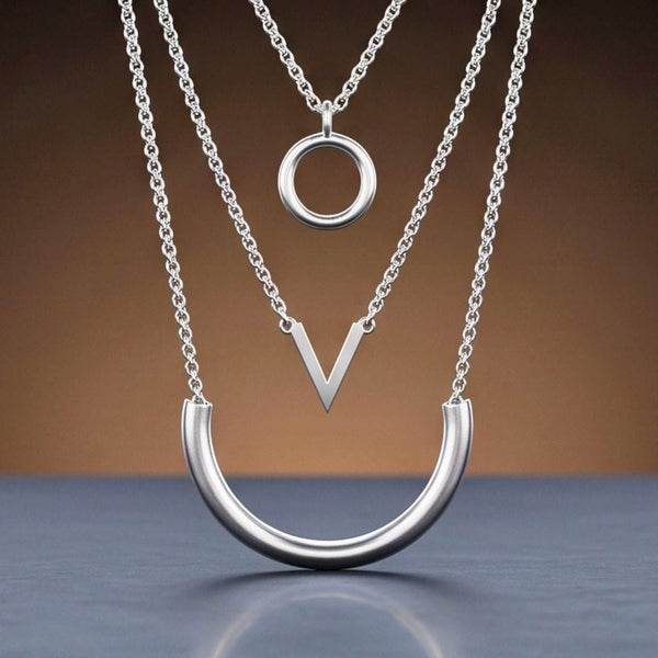 TRI ARC - 44mm Titanium Steel Pendant with 16inch to 19inch Adjustable Cable Chain for Men & Boys