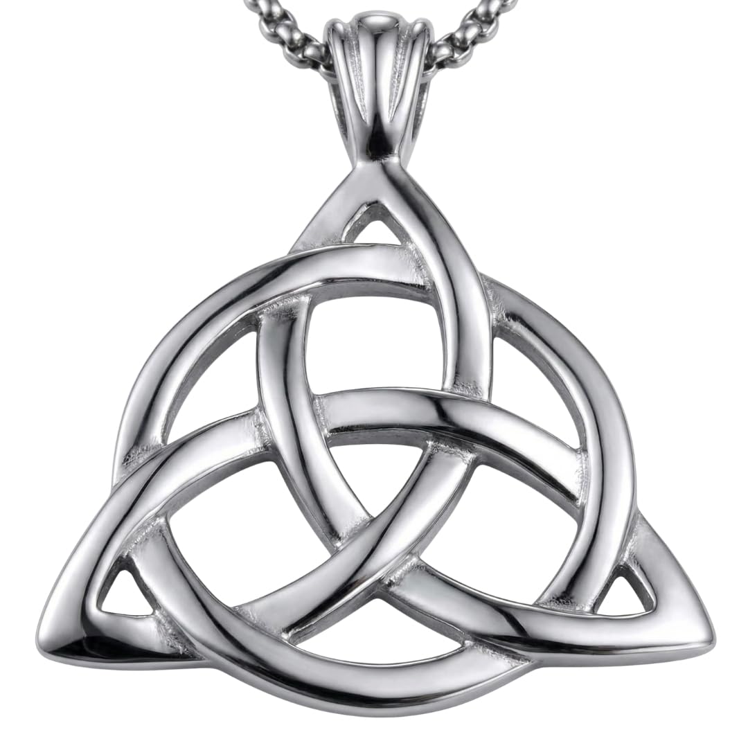 THE MEN THING SS Pendant/ Necklace TRINITY KNOT -  Alloy Pendant with Stainless Steel 24inch Round Box Chain, European trending Style for Men & Boy