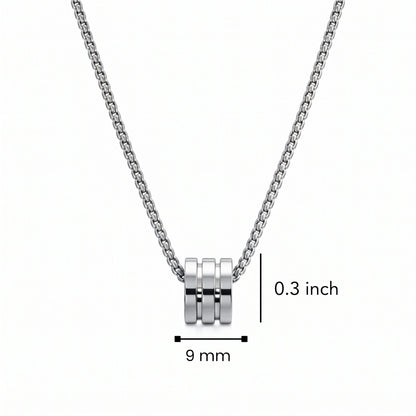 THE MEN THING SS Pendant/ Necklace TRIPLE BARREL - STEEL - 9mm Pure Titanium Steel Pendant with 23inch Round Box 4mm Chain for Men & Boys