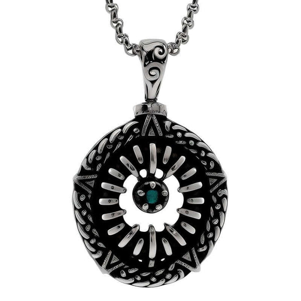 टर्क्वॉइज़ जॉ - पुरुषों और लड़कों के लिए 24 इंच गोल बॉक्स चेन के साथ शुद्ध टाइटेनियम स्टील पेंडेंट