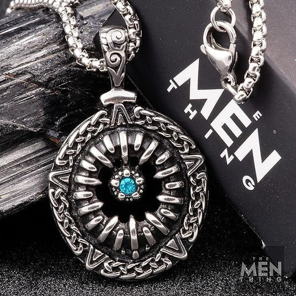 टर्क्वॉइज़ जॉ - पुरुषों और लड़कों के लिए 24 इंच गोल बॉक्स चेन के साथ शुद्ध टाइटेनियम स्टील पेंडेंट