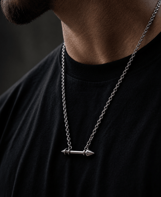 THE MEN THING SS Pendant/ Necklace TWIN ARROW - Pure Titanium Steel Pendant with 19inch  with adjustable Chain for Men & Boys
