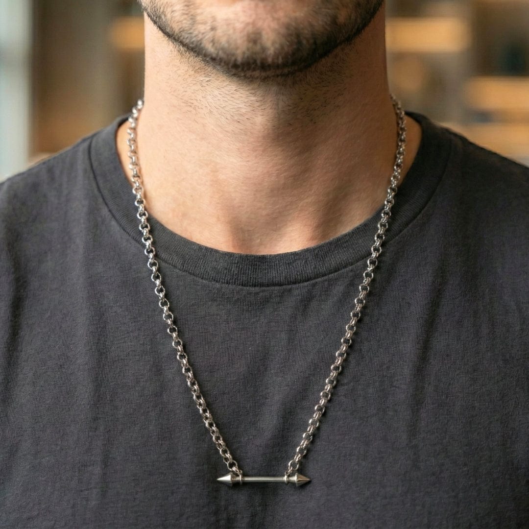 THE MEN THING SS Pendant/ Necklace TWIN ARROW - Pure Titanium Steel Pendant with 24inch Chain for Men & Boys