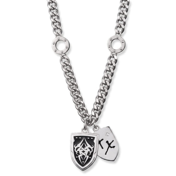 TWIN CREST - 26mm Titanium Steel Pendant with 22inch Cuban Link 11mm Chain for Men & Boys