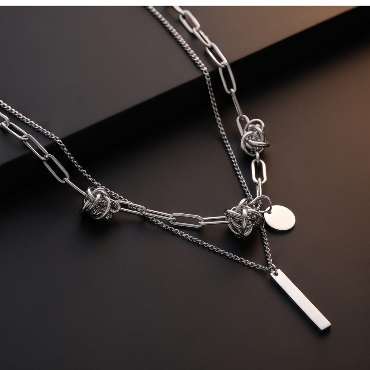 THE MEN THING SS Pendant/ Necklace TWIST CORE - 6mm Titanium Steel Pendant with 18inch to 20inch Adjustable Cable 6mm Chain for Men & Boys