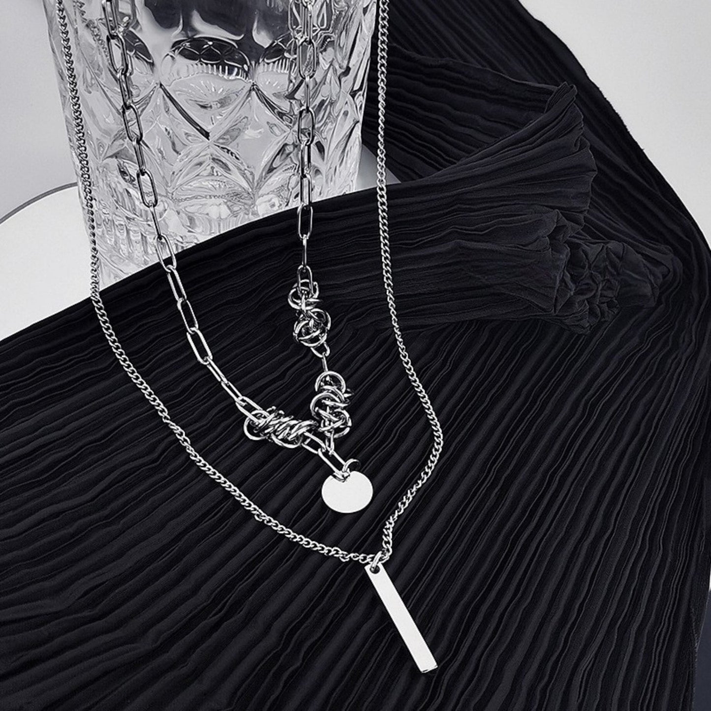 THE MEN THING SS Pendant/ Necklace TWIST CORE - 6mm Titanium Steel Pendant with 18inch to 20inch Adjustable Cable 6mm Chain for Men & Boys