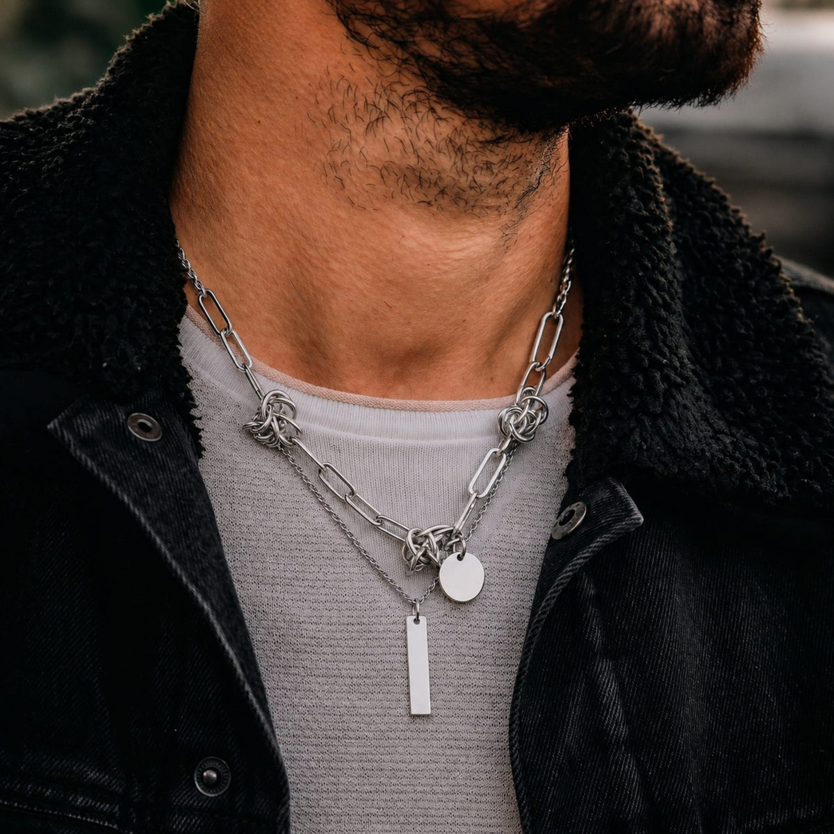 THE MEN THING SS Pendant/ Necklace TWIST CORE - 6mm Titanium Steel Pendant with 18inch to 20inch Adjustable Cable 6mm Chain for Men & Boys