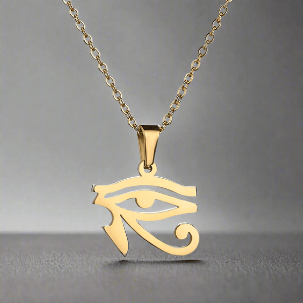 UDJAT EYE GOLD - Pure Titanium Steel Pendant with 24inch Round Box Chain for Men & Boys