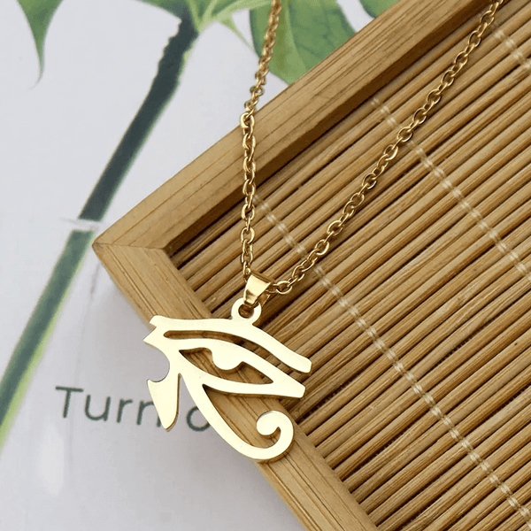 UDJAT EYE GOLD - Pure Titanium Steel Pendant with 24inch Round Box Chain for Men & Boys
