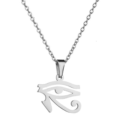THE MEN THING SS Pendant/ Necklace UDJAT EYE SILVER  -  Pure Titanium Steel Pendant with 24inch Round Box Chain for Men & Boys