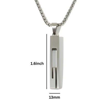 THE MEN THING SS Pendant/ Necklace URBAN CORE - 13mm Titanium Steel Pendant with 27inch Round Box 4mm Chain for Men & Boys with adjustable cable chain