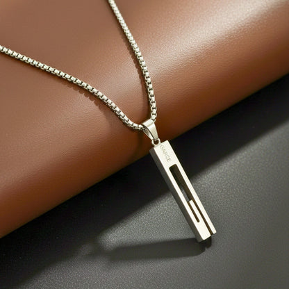 THE MEN THING SS Pendant/ Necklace URBAN CORE - 13mm Titanium Steel Pendant with 27inch Round Box 4mm Chain for Men & Boys with adjustable cable chain