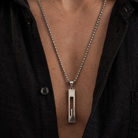 THE MEN THING SS Pendant/ Necklace URBAN CORE - 13mm Titanium Steel Pendant with 27inch Round Box 4mm Chain for Men & Boys with adjustable cable chain
