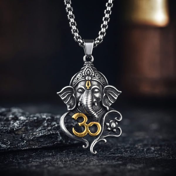 VIGHNARAJ - Pure Vintage Pure Steel Pendant with 24inch Round Box 5mm Chain for Men & Boys