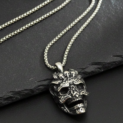 THE MEN THING SS Pendant/ Necklace VALKOR SKULL - 30mm Titanium Steel Pendant with 24inch Round Box 5mm Chain for Men & Boys