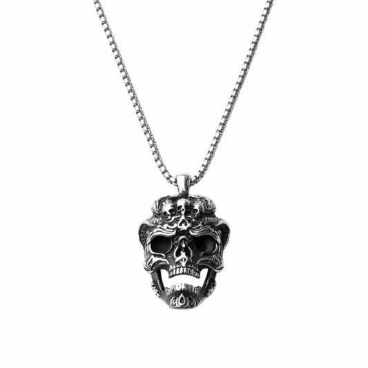 THE MEN THING SS Pendant/ Necklace VALKOR SKULL - 30mm Titanium Steel Pendant with 24inch Round Box 5mm Chain for Men & Boys