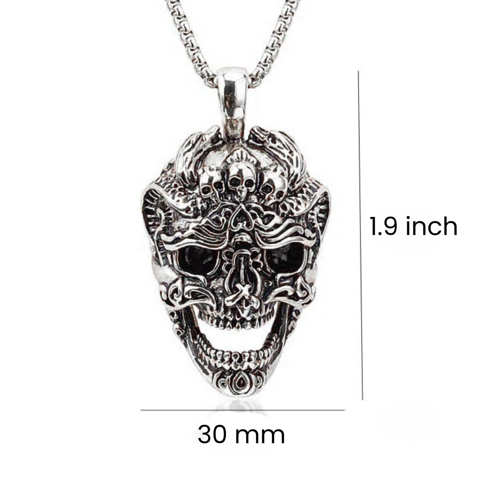 THE MEN THING SS Pendant/ Necklace VALKOR SKULL - 30mm Titanium Steel Pendant with 24inch Round Box 5mm Chain for Men & Boys