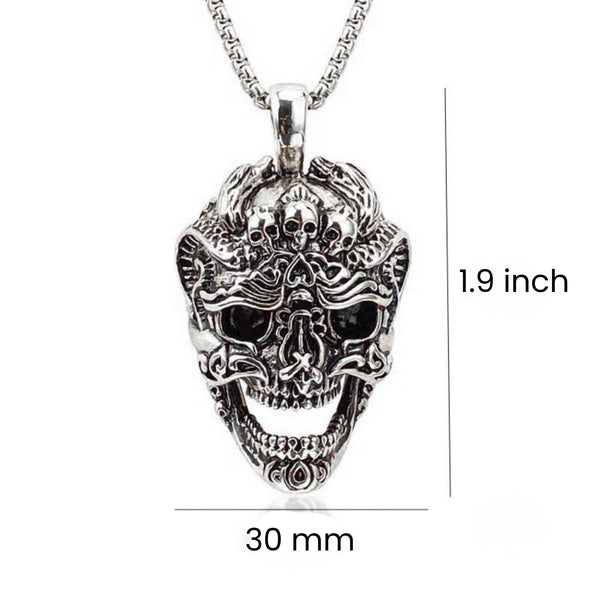 VALKOR SKULL - 30mm Titanium Steel Pendant with 24inch Round Box 5mm Chain for Men & Boys
