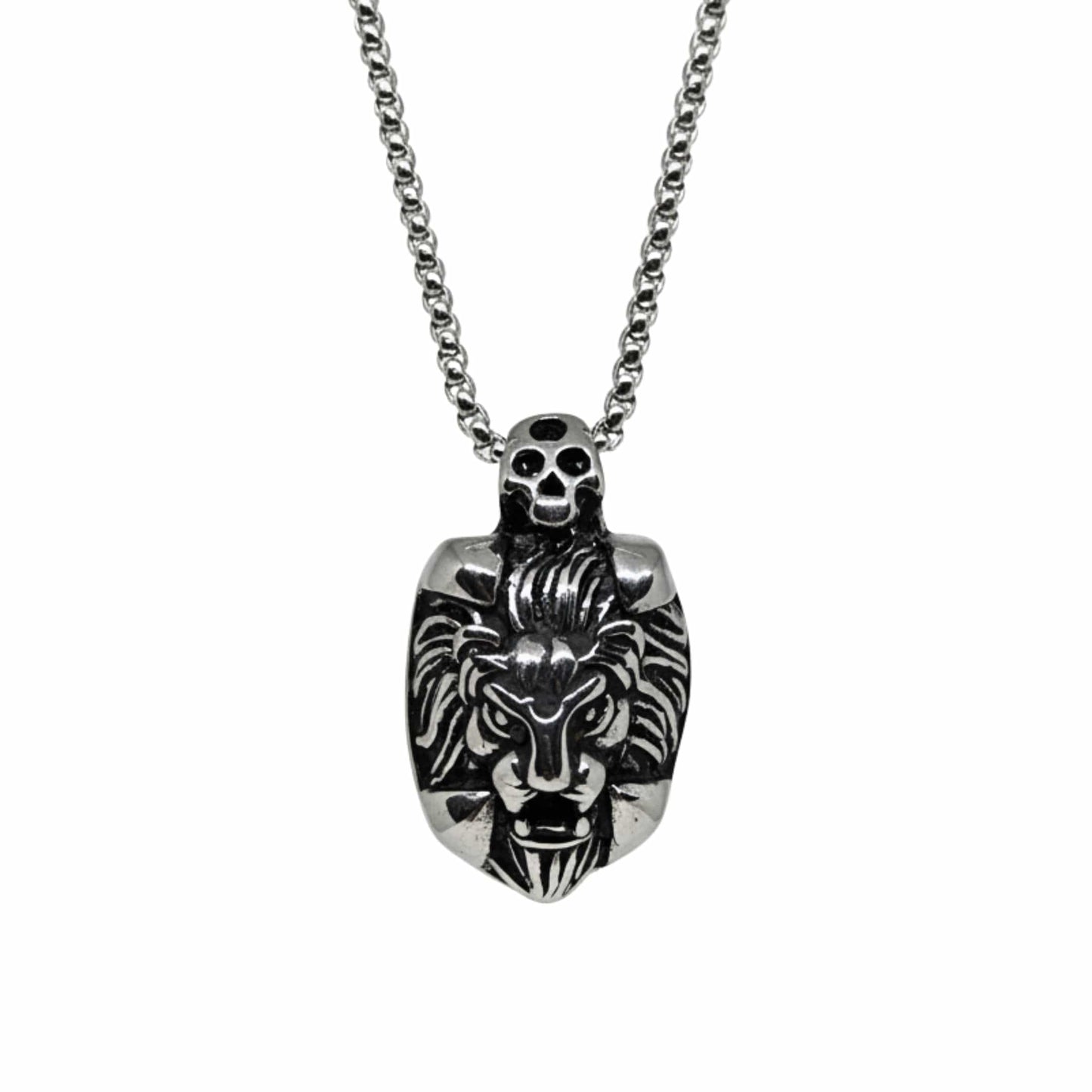 THE MEN THING SS Pendant/ Necklace VALOR LION - 27mm Titanium Steel Pendant with 24inch Round Box 5mm Chain for Men & Boys
