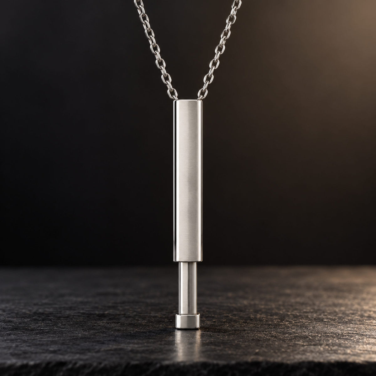 THE MEN THING SS Pendant/ Necklace VERTEX BAR - 6mm Pure Titanium Steel Pendant with 1mm Chain for Men & Boys (18 to 20 inch Adjustable Cable Chain)