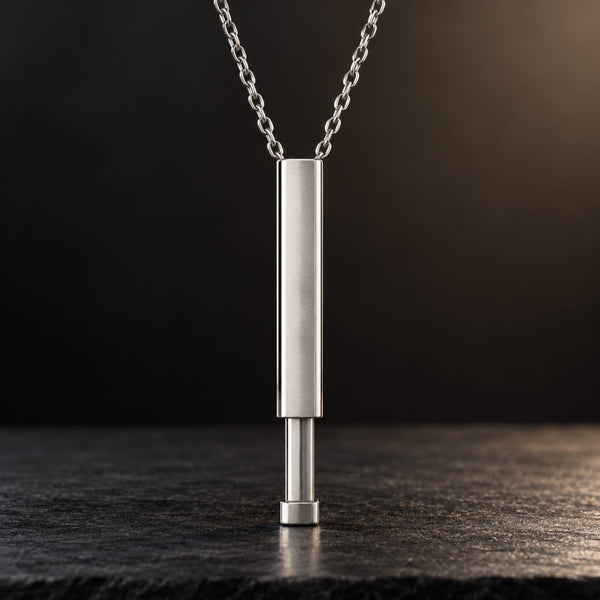 VERTEX BAR - 6mm Pure Titanium Steel Pendant with 1mm Chain for Men & Boys (18 to 20 inch Adjustable Cable Chain)