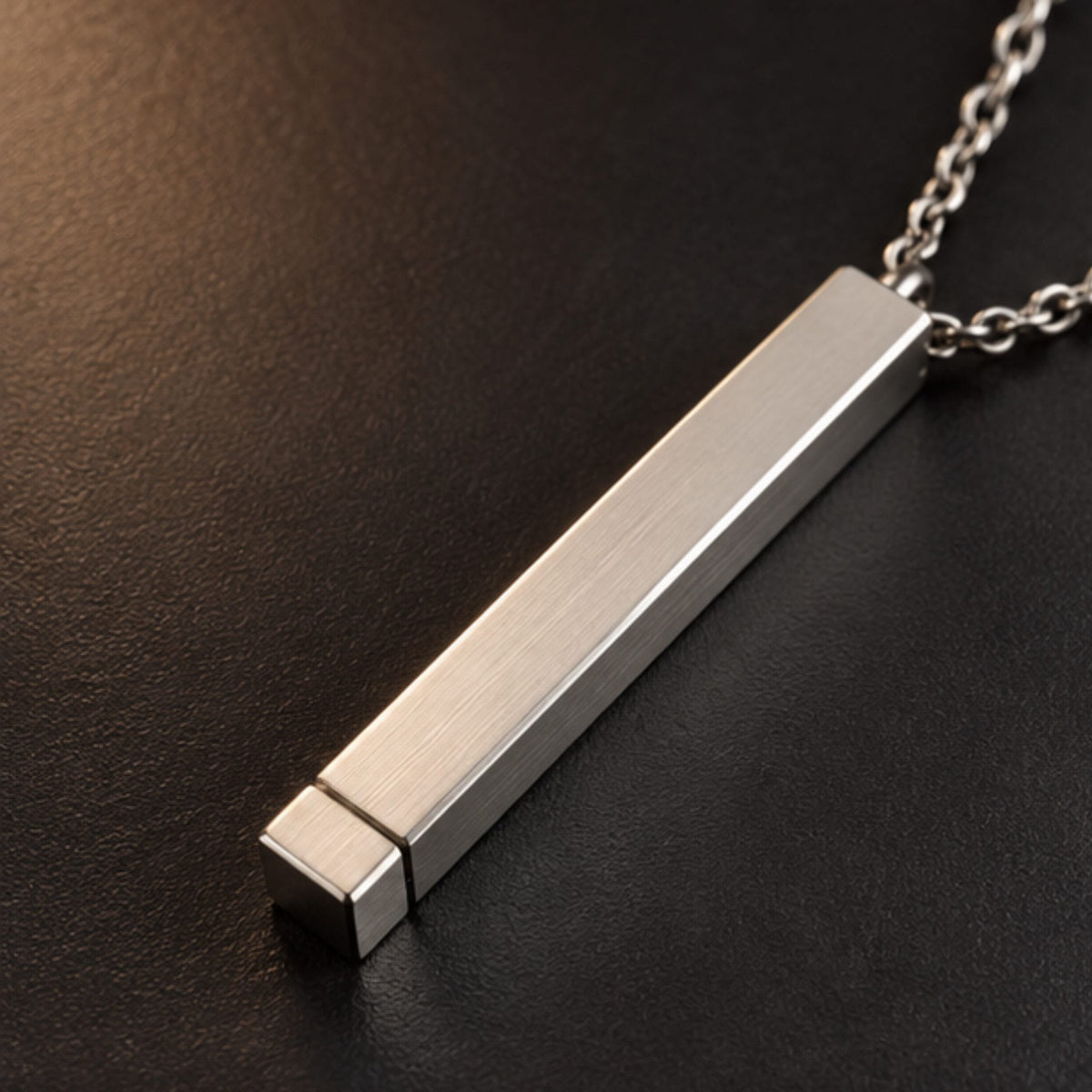 THE MEN THING SS Pendant/ Necklace VERTEX BAR - 6mm Pure Titanium Steel Pendant with 1mm Chain for Men & Boys (18 to 20 inch Adjustable Cable Chain)