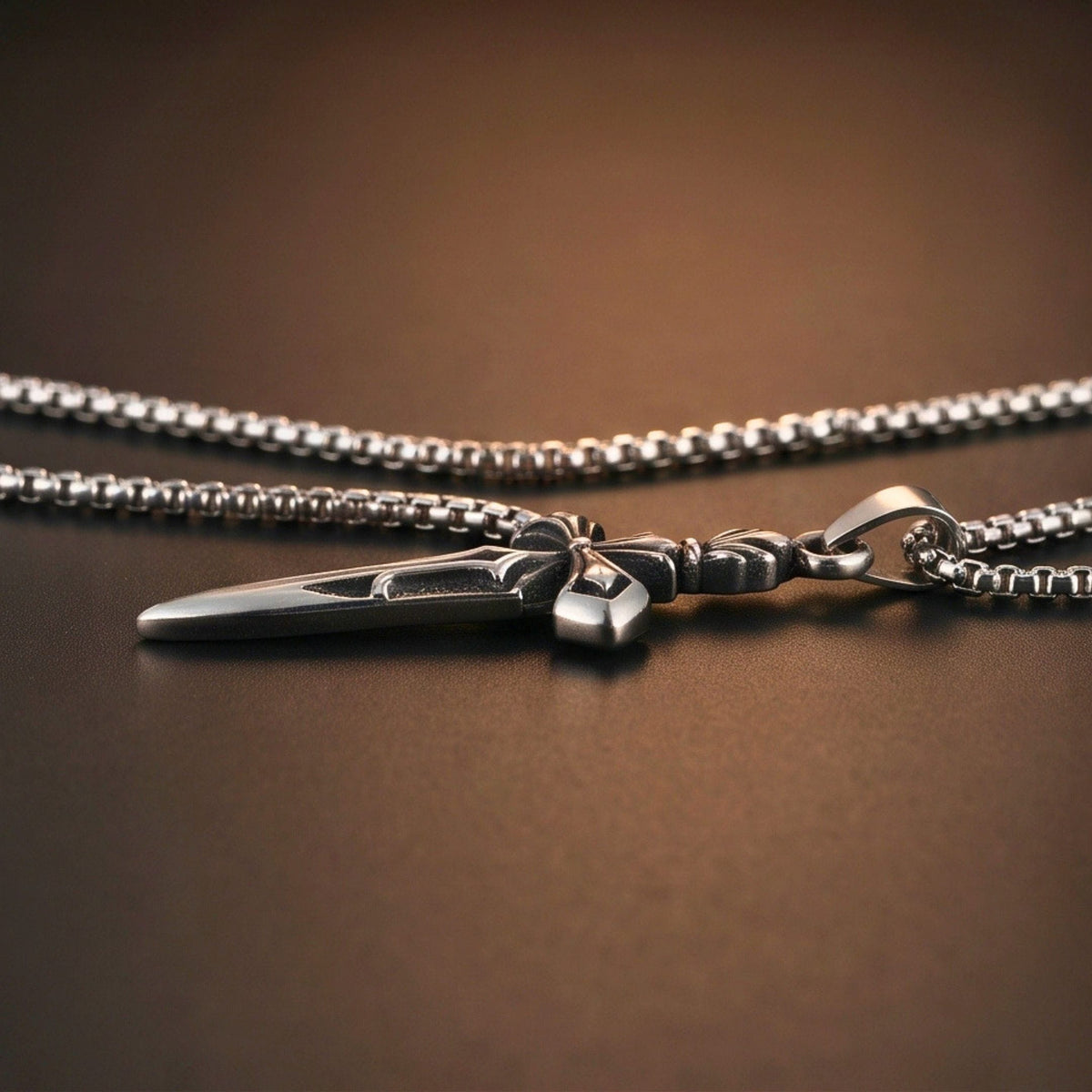 THE MEN THING SS Pendant/ Necklace VICTORY SWORD -  23mm Titanium Steel Pendant with 23inch Round Box Chain for Men & Boys