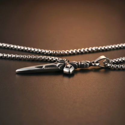 THE MEN THING SS Pendant/ Necklace VICTORY SWORD -  23mm Titanium Steel Pendant with 23inch Round Box Chain for Men & Boys