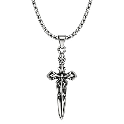 THE MEN THING SS Pendant/ Necklace VICTORY SWORD -  23mm Titanium Steel Pendant with 23inch Round Box Chain for Men & Boys