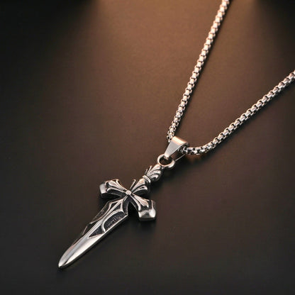 THE MEN THING SS Pendant/ Necklace VICTORY SWORD -  23mm Titanium Steel Pendant with 23inch Round Box Chain for Men & Boys