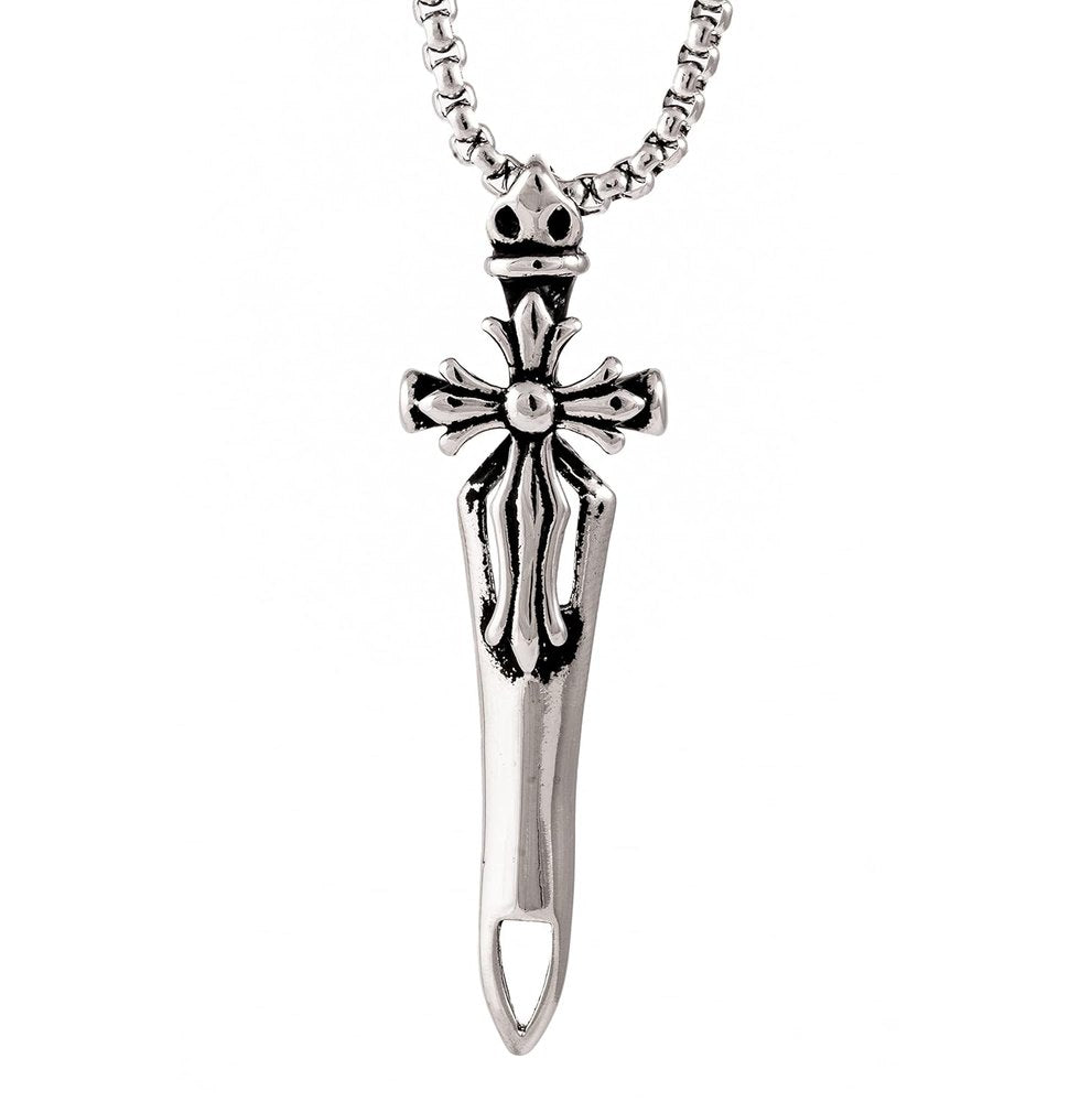 THE MEN THING SS Pendant/ Necklace VICTORY SWORD -  Titanium Steel Pendant with 24inch Round Box Chain for Men & Boys