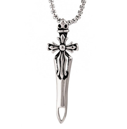 THE MEN THING SS Pendant/ Necklace VICTORY SWORD -  Titanium Steel Pendant with 24inch Round Box Chain for Men & Boys