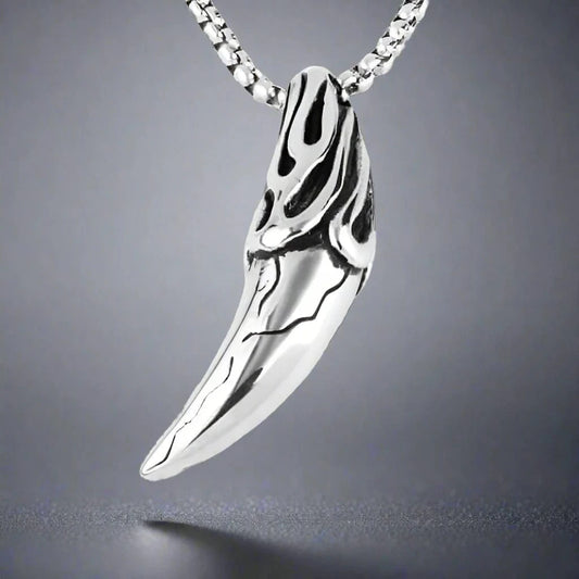 THE MEN THING SS Pendant/ Necklace VICTORY TOOTH - Alloy Pendant with Pure Stainless Steel  24inch Round Box Chain, American trending Style for Men & Boy