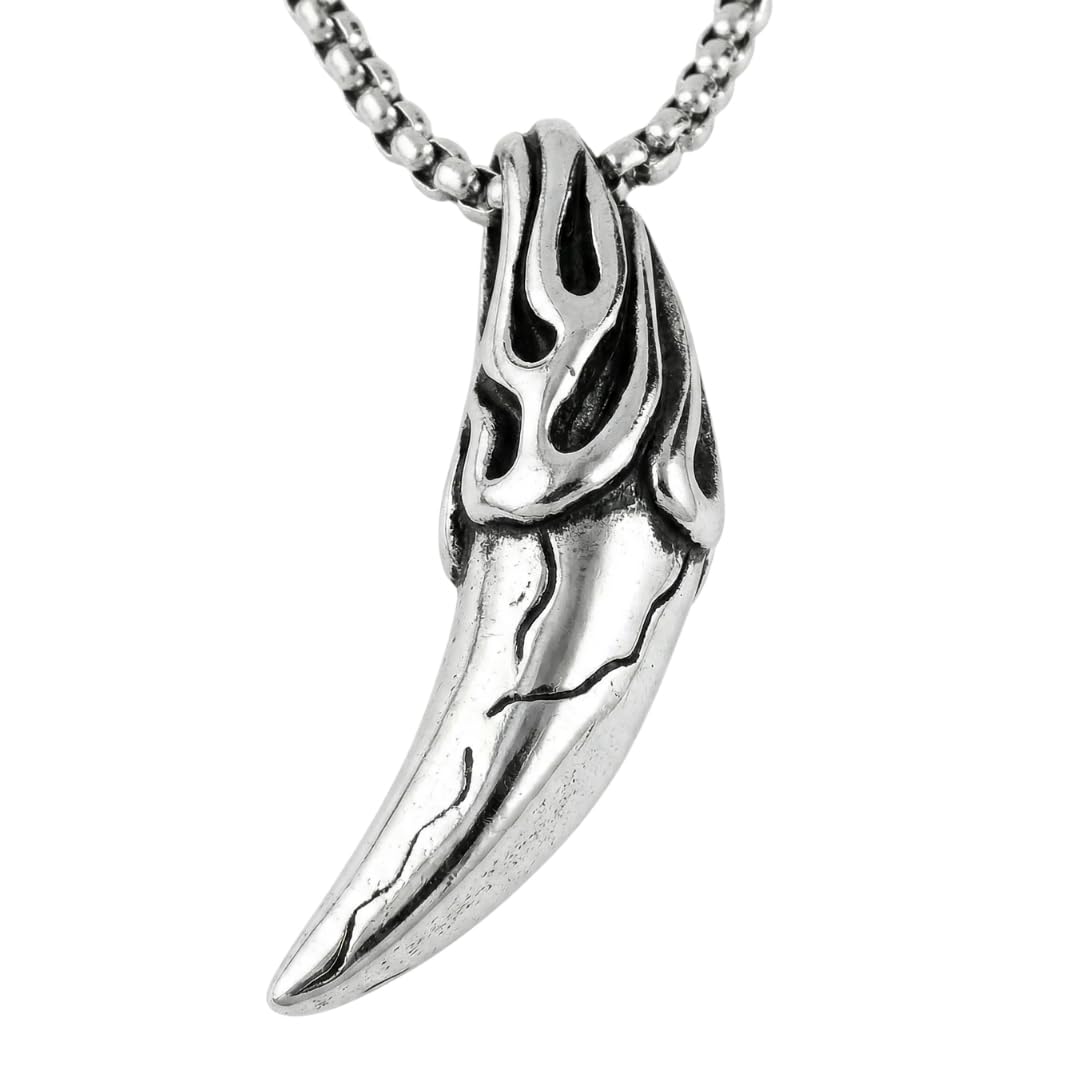 THE MEN THING SS Pendant/ Necklace VICTORY TOOTH - Alloy Pendant with Pure Stainless Steel  24inch Round Box Chain, American trending Style for Men & Boy