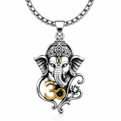 THE MEN THING SS Pendant/ Necklace VIGHNARAJ - Pure Vintage Pure Steel Pendant with 24inch Round Box 5mm Chain for Men & Boys