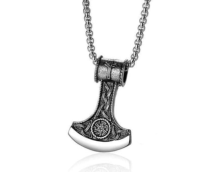 THE MEN THING SS Pendant/ Necklace VIKING BATTLE  AXE - Alloy Pendant with Pure Stainless Steel  24inch Round Box Chain, American trending Style for Men & Boy