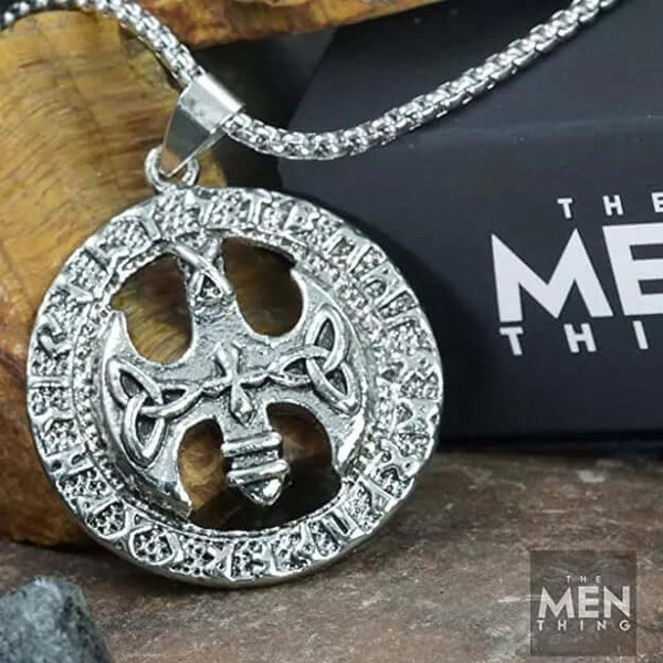 VINTAGE AXE -  Alloy Pendant with Stainless Steel 24inch Round Box Chain, European trending Style for Men & Boy