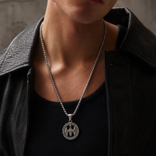 THE MEN THING SS Pendant/ Necklace VINTAGE AXE -  Alloy Pendant with Stainless Steel 24inch Round Box Chain, European trending Style for Men & Boy