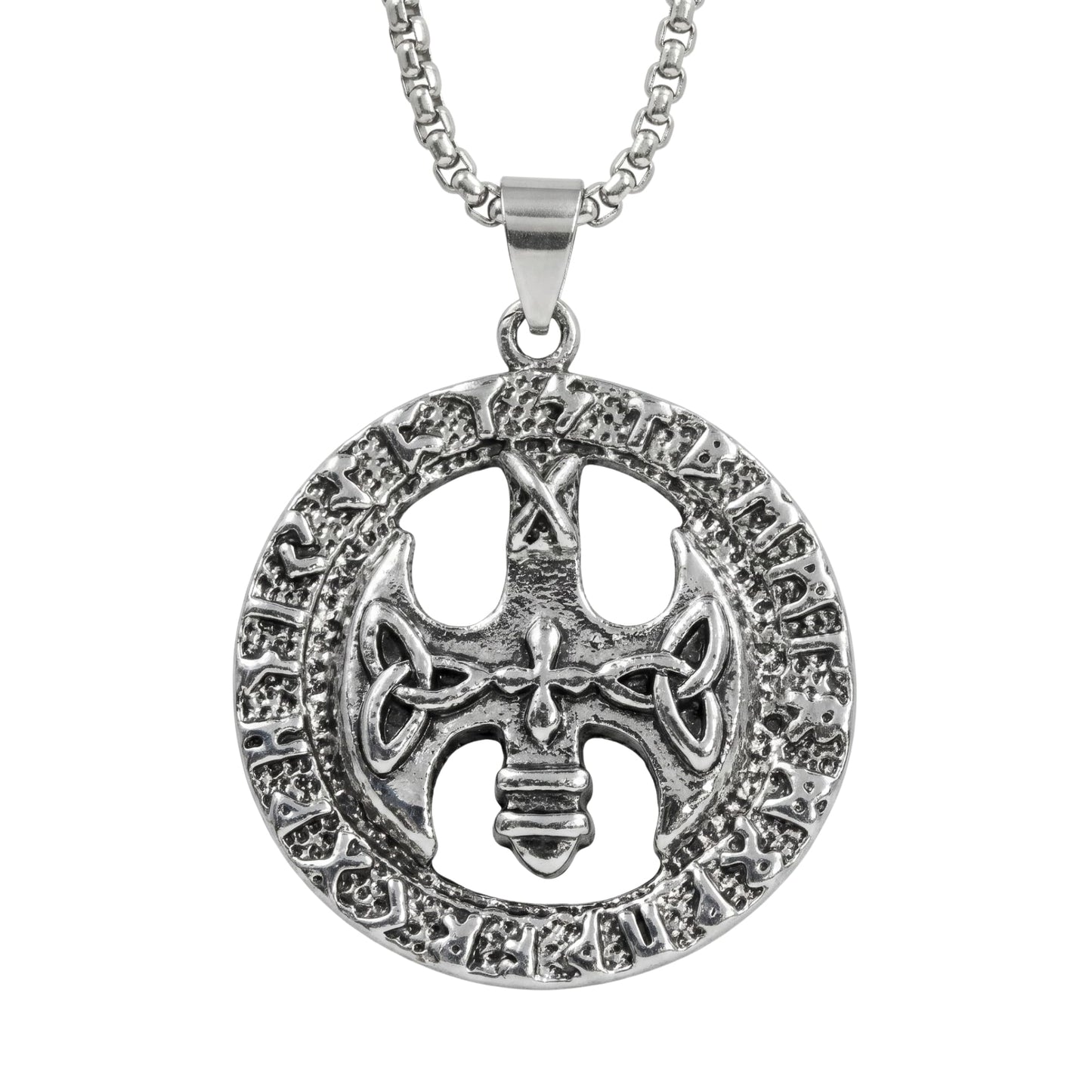 THE MEN THING SS Pendant/ Necklace VINTAGE AXE -  Alloy Pendant with Stainless Steel 24inch Round Box Chain, European trending Style for Men & Boy
