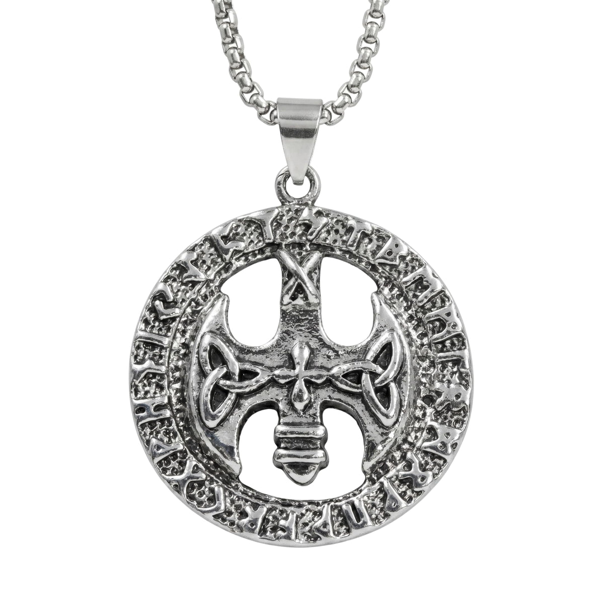 THE MEN THING SS Pendant/ Necklace VINTAGE AXE -  Alloy Pendant with Stainless Steel 24inch Round Box Chain, European trending Style for Men & Boy