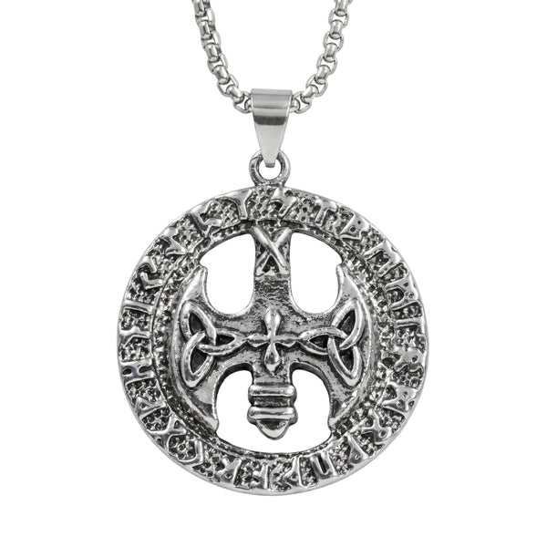 VINTAGE AXE -  Alloy Pendant with Stainless Steel 24inch Round Box Chain, European trending Style for Men & Boy
