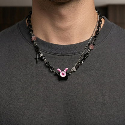 THE MEN THING SS Pendant/ Necklace VOID DRIP - 16mm Titanium Steel Pendant with 22 to 25inch Adjustable Cable Chain for Men & Boys