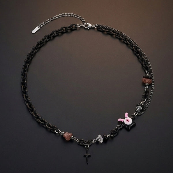 VOID DRIP - 16mm Titanium Steel Pendant with 22 to 25inch Adjustable Cable Chain for Men & Boys