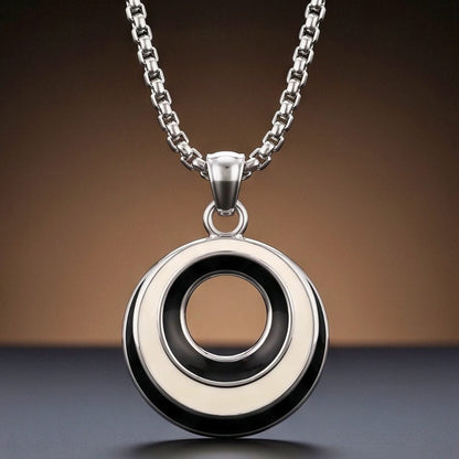 THE MEN THING SS Pendant/ Necklace VOID HALO - 22mm Titanium Steel Pendant with Round Box 2mm Chain for Men & Boys (21inch)