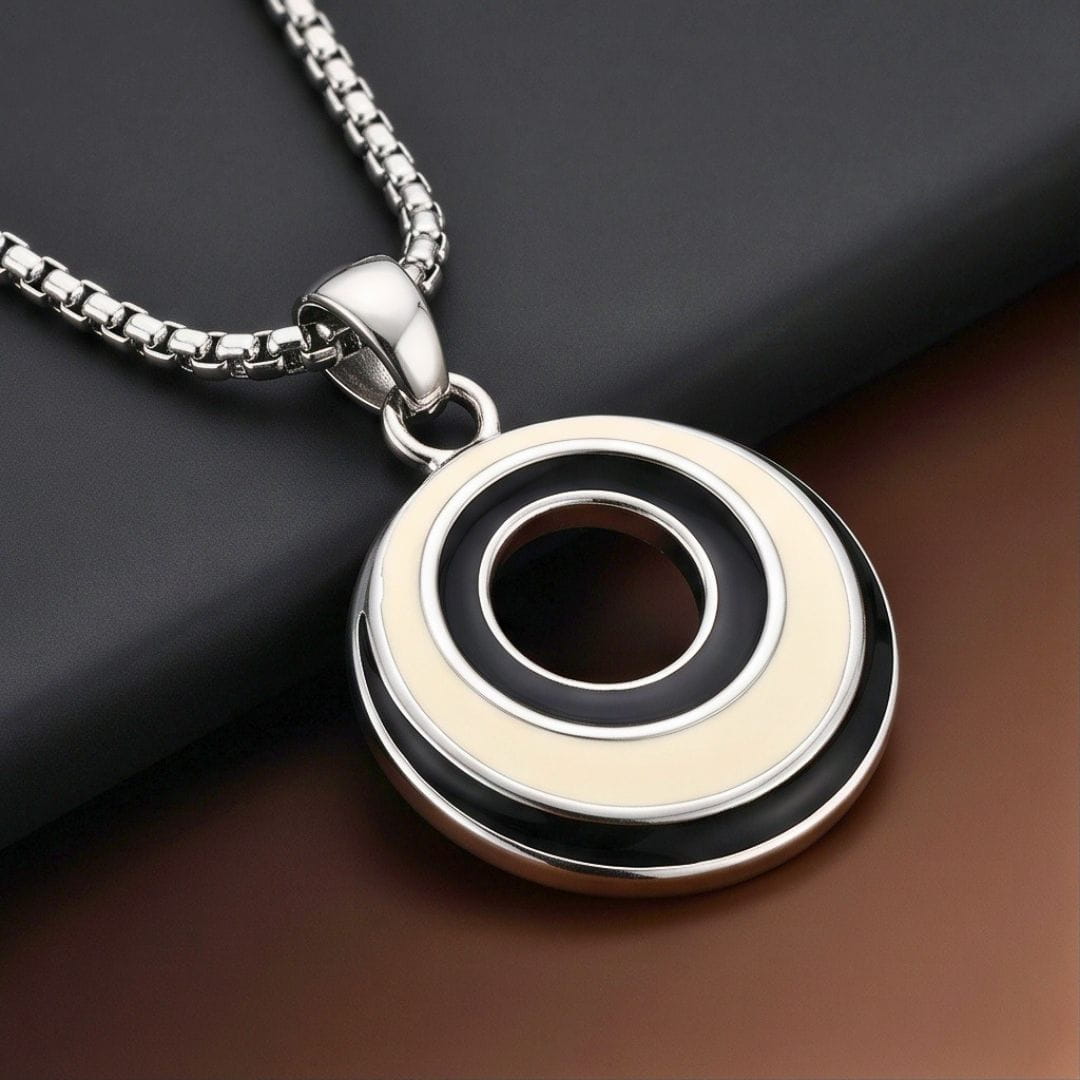 THE MEN THING SS Pendant/ Necklace VOID HALO - 22mm Titanium Steel Pendant with Round Box 2mm Chain for Men & Boys (21inch)